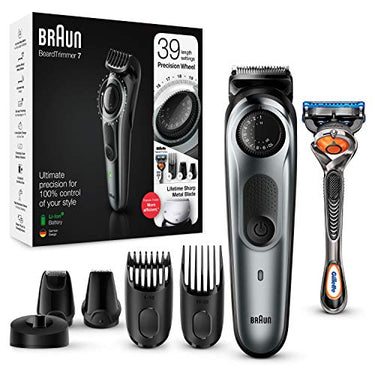 Braun Barttrimmer/Haarschneider Herren, Trimmer/Haarschneidemaschine, inkl. 4 Aufsätze & Rasierer, 39 Längeneinstellungen, BT7240, schwarz/grau-metallic im Sale